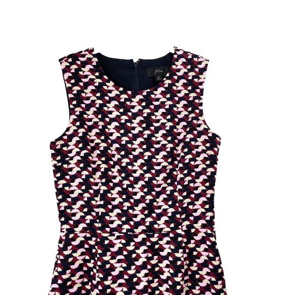 J. Crew sleeveless geometric printed sheath midi dress Sz 4T Tall - Picture 2 of 7